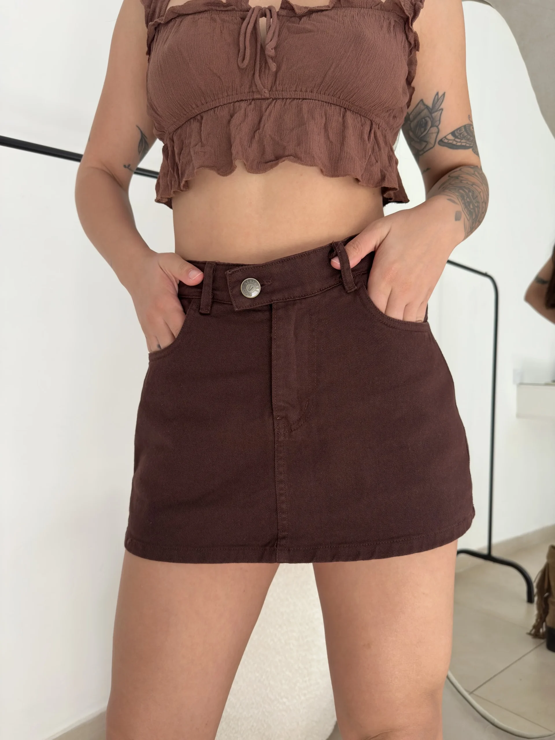 Alternative view of POLLERA SHORT RÍGIDO CHOCOLATE TAPITA