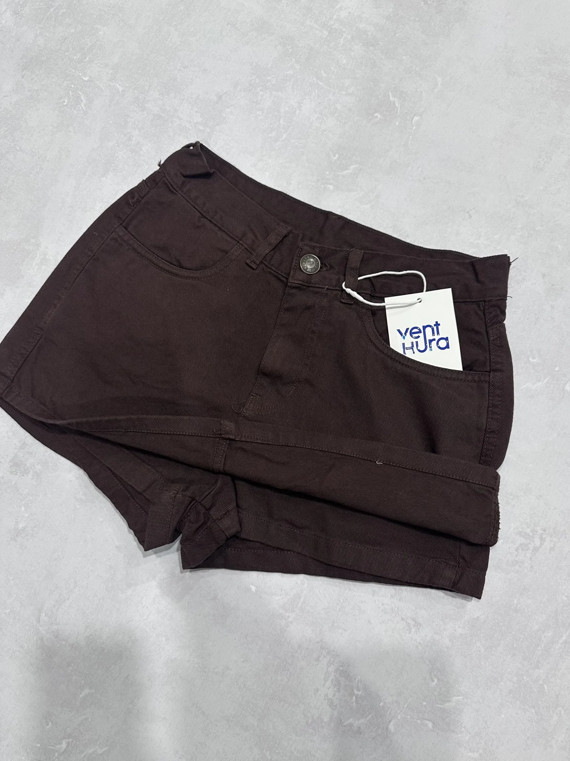 Pollera short rígido chocolate - Venthura (foto 2)