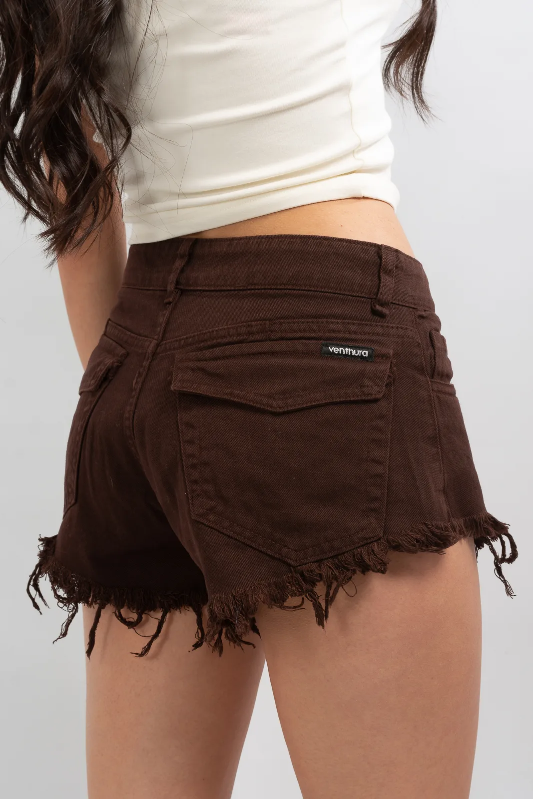 Short fleco rigido chocolate tapita - Venthura (foto 2)